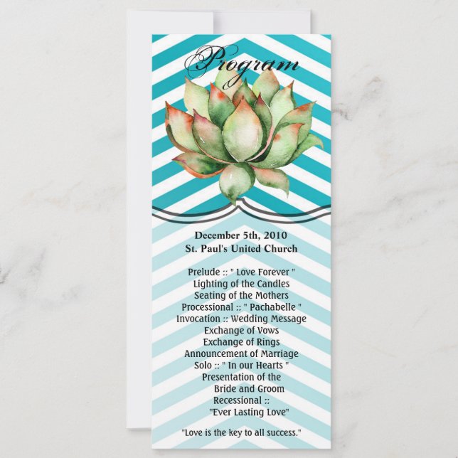 4x9.25 Cartes de programme Boho Cactus Cactus Succ (Devant)