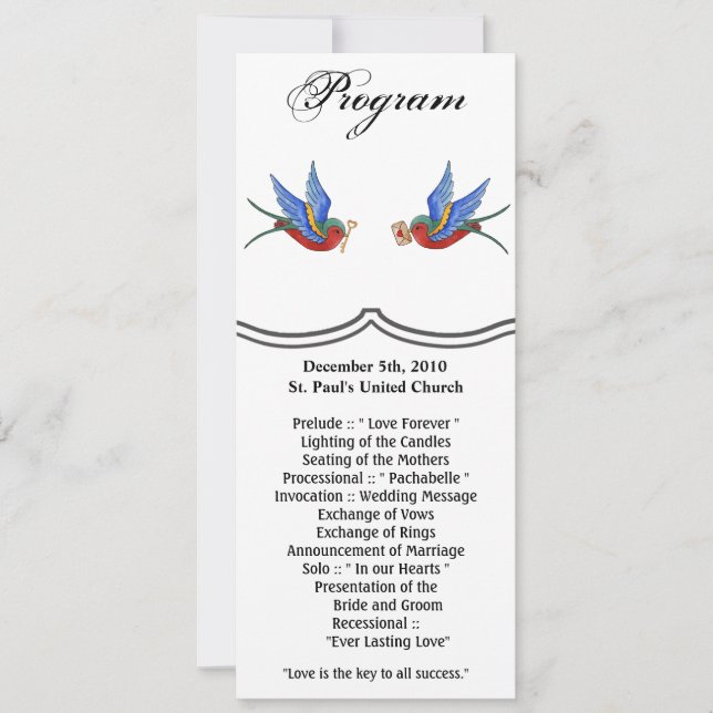 4x9.25 Cartes de programme Cartes de tatouage trad (Devant)