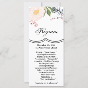 4x9.25 Cartes de programme Fleurs florales blanche