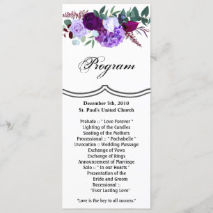 4x9.25 Cartes de programme Lavender Hibiscus sur b