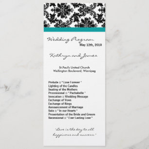 4x9 Programme de mariage - Noir Damas Turquoise Tu