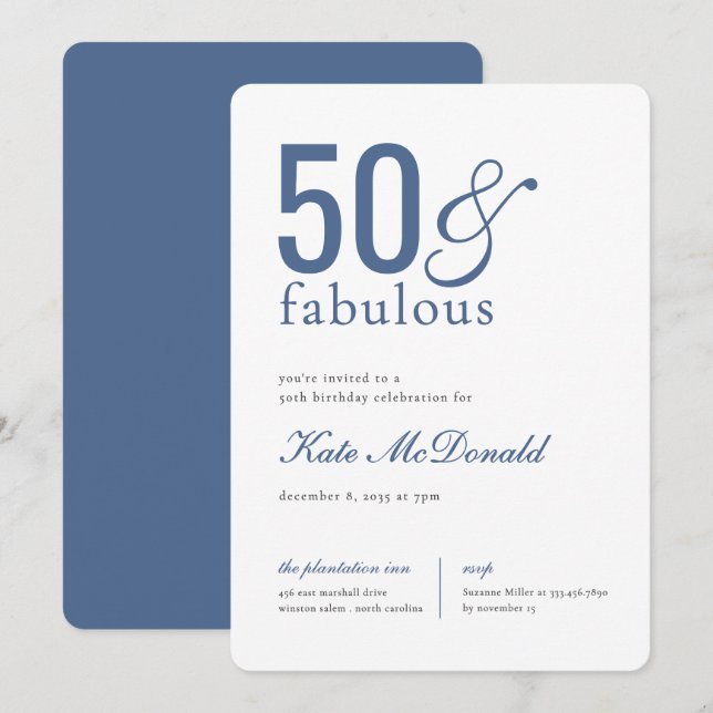 50 and Fabulous 50th Birthday Invitation (Devant / Derrière)