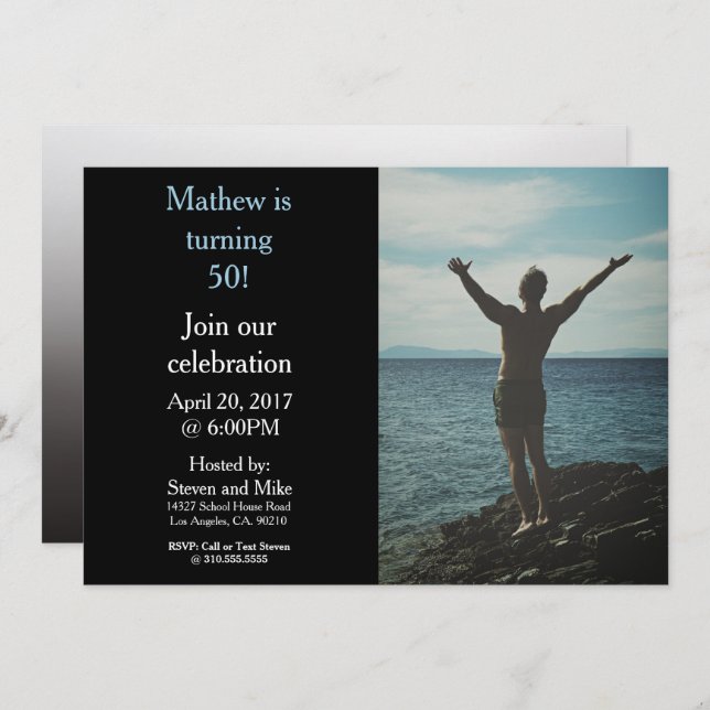 50 ans 50e anniversaire fête photo Invitation (Devant / Derrière)