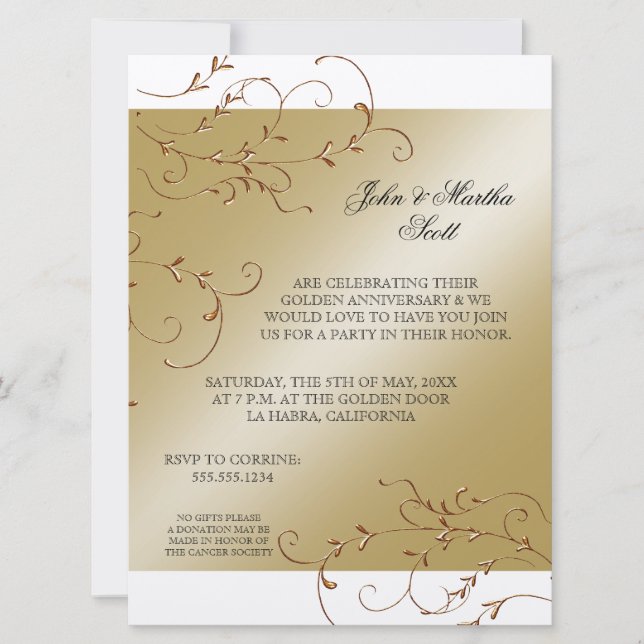 50 ans, 50e anniversaire Invitation (Devant)