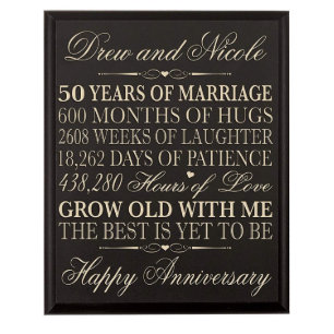50 ans de mariage Noir 12x15 Plaque murale