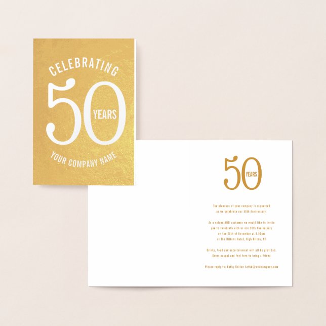 50 ans d'entreprise anniversaire invitations fêtes (Affichage)