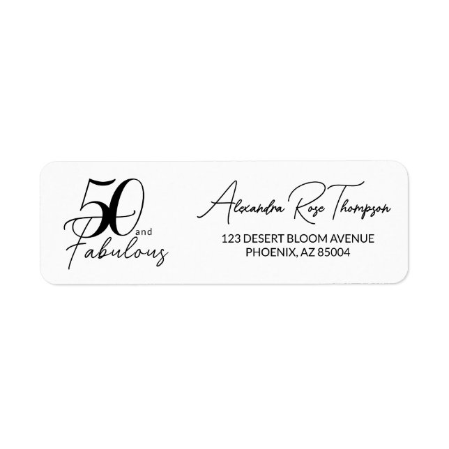 50 ans et fabuleux Étiquette d'adresse de retour p (Devant)