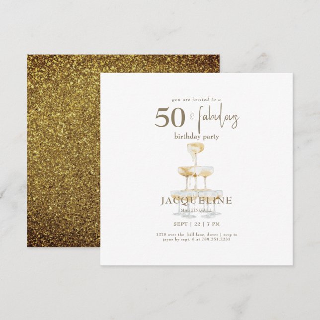 50 ans et Fabuleux Fête d'anniversaire Glam Or Car (Devant / Derrière)