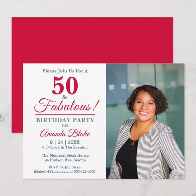 50 ans et Fabuleux ! Invitation à une fête d'anniv (Devant / Derrière)