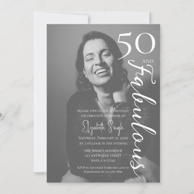 50 ans et Fabuleux Invitation à une fête d'anniver (Devant)