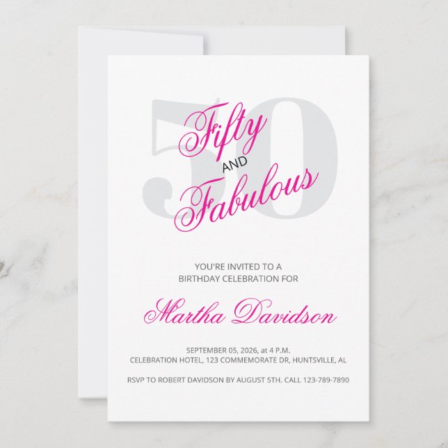 50 ans et Fabuleux | Invitation pour 50e anniversa (Devant)