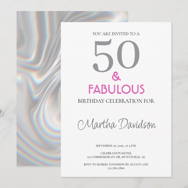 50 ans et Fabuleux | Invitation pour 50e anniversa (Devant / Derrière)