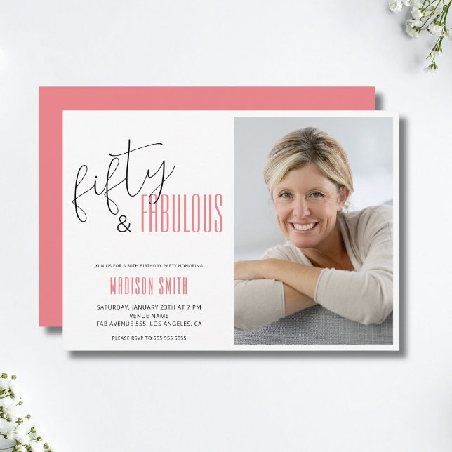 50 ans et Fabuleux Invitation pour 50e Anniversair (50 and Fabulous Photo 50th Birthday Invitation)