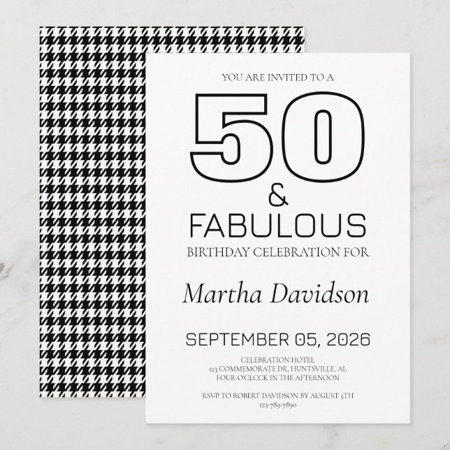 50 ans et Fabuleux | Invitation pour 50ème Anniver (Devant / Derrière)