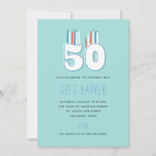 50 bougies Invitations de fête du 50e anniversaire