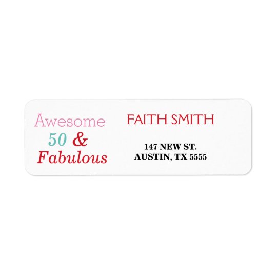 50 et étiquette de adresse de retour de