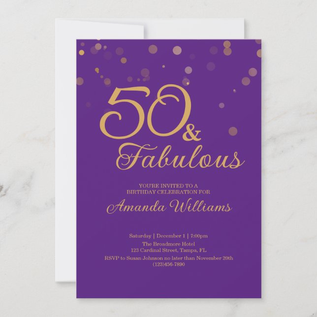 50 et fabuleux 50e anniversaire de fête Invitation (Devant)