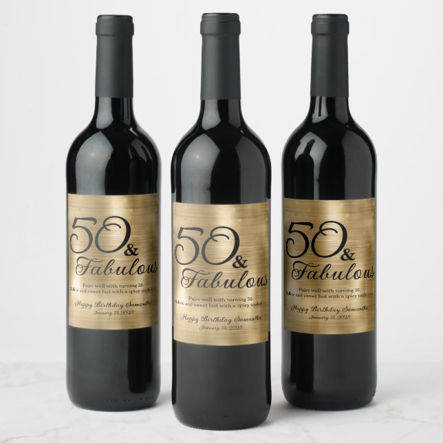 50 et fabuleux 50e anniversaire Étiquette de vin d (Bouteilles)