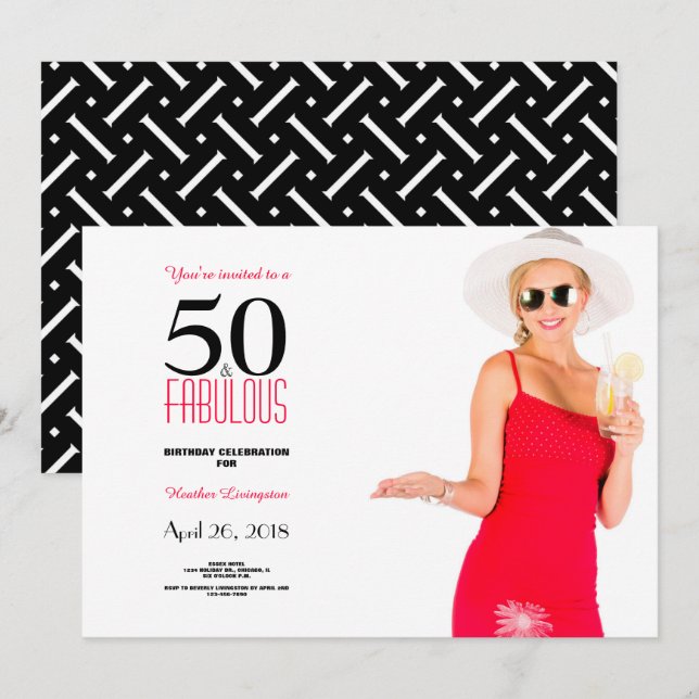 50 et fabuleux 50e anniversaire Invitation (Devant / Derrière)