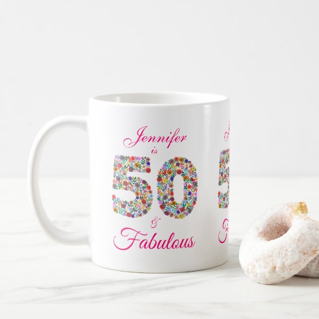 50 et Fabuleux Anniversaire Mug (Avec donut)