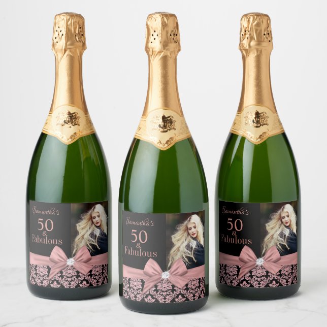 50 et fabuleux étiquette bouteille de fête d'anniv (Bouteilles)