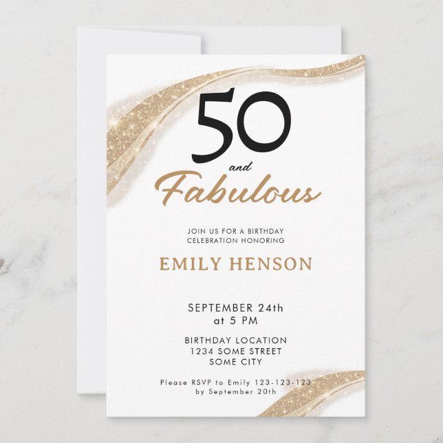 50 et Fabuleux Invitation d'anniversaire des 50 an (Devant)