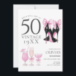 50 et fabuleux Pink Heels & Cocktails Invitation<br><div class="desc">Célébrez 50 ans et fabuleux avec cette invitation branchée avec des talons noirs de créateur chic avec des arcs rose coquette et d'élégants verres à cocktails roses. Parfait pour une soirée glamour et inoubliable de 50ème anniversaire. Entièrement modifiable, modifiez les phrases si vous le souhaitez et modifiez vos données personnelles....</div>