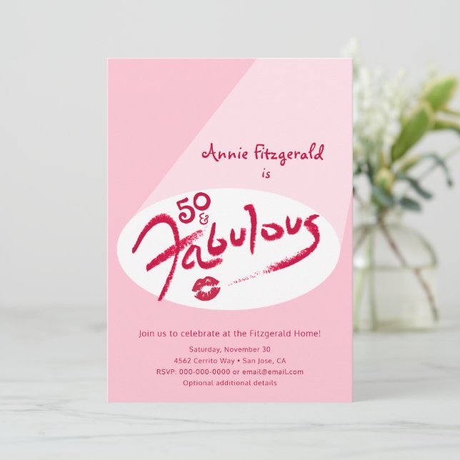 50 et fabuleux rouge rouge lèvres rose Invitation  (Debout devant)