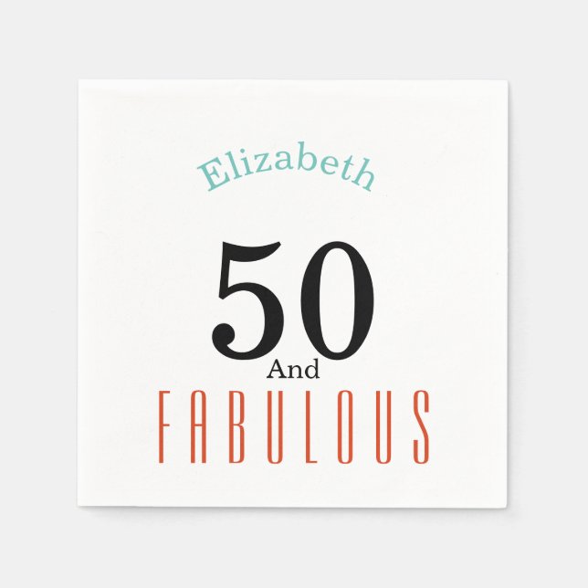 50 et fabuleux serviettes en papier de fête d'anni (Devant)