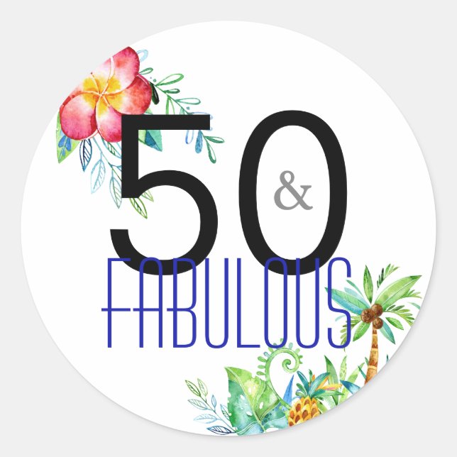 50 et fabuleux Stickers Tropical 50th Birthday (Devant)
