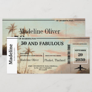 50 et Fabulous Boarding Pass Anniversaire tropical