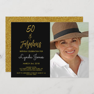 50 et Fabulous Gold Foil Invitation d'anniversaire