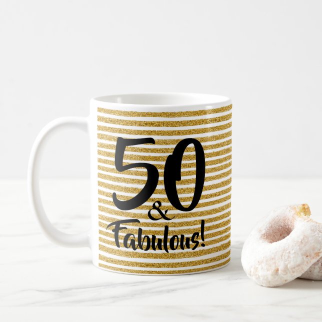 50 et Fabulous Gold Parties scintillant Mug (Avec donut)