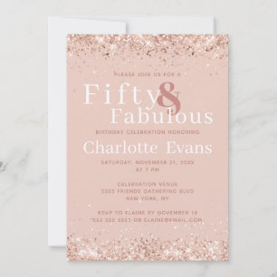 50 et Fabulous Parties scintillant rose Invitation