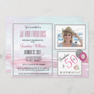 50 et Fabulous Party Invitation rose