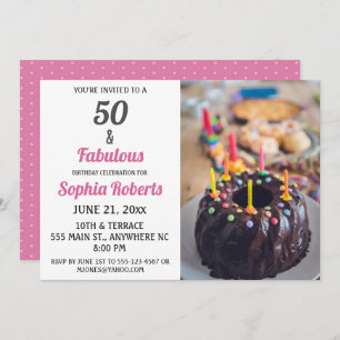 50 et Fabulous rose 50e anniversaire Invitation
