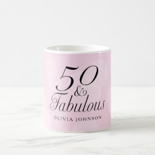 50 et tasse de café fabuleuse - rose et blanc