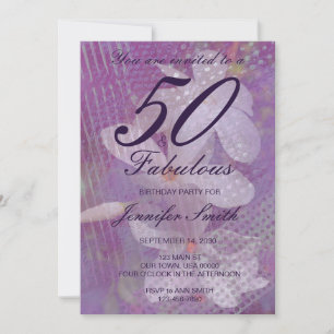 50 & Fabuleux Lavande Invitation Anniversaire