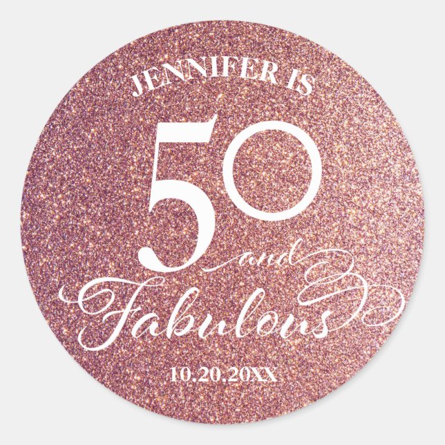 50 Fabuleux Sticker rond classique d'anniversaire (Devant)