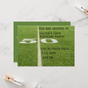 50 Green football field anniversaire invitation