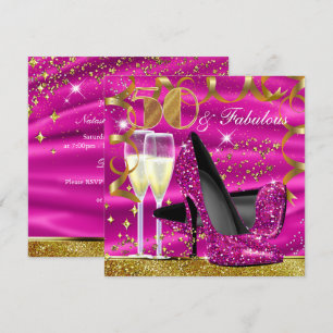 50 Invitation Anniversaire Rose Gold Pailleté Incr