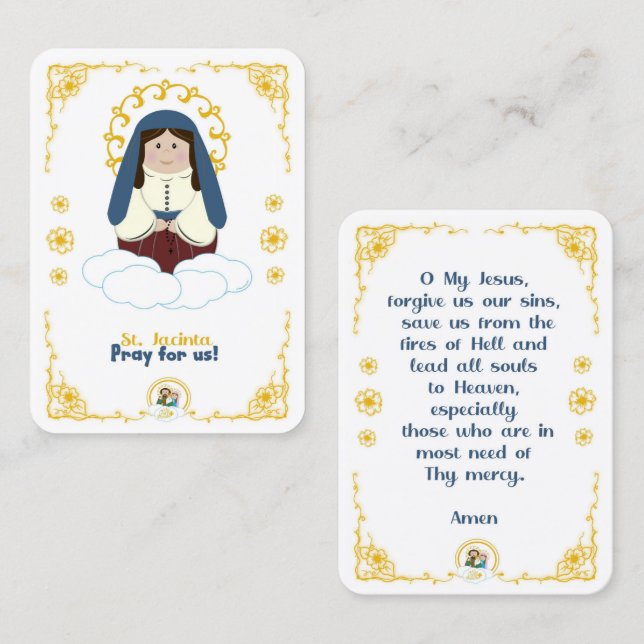 50 Mini Cartes Saintes Jacinta (Devant / Derrière)