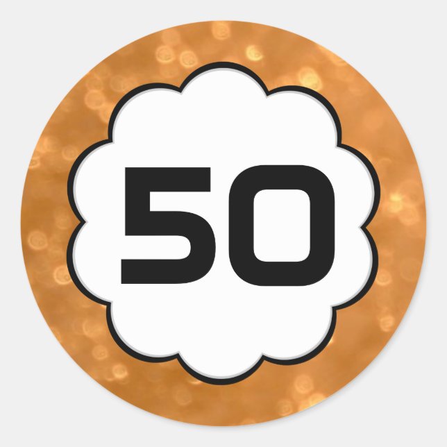 50 - Nombre Sticker rond doré (Devant)