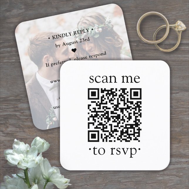 50 pochettes QR RSVP mariage simple encart photo (Créateur téléchargé)