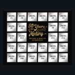 50e anniversaire 26 Photo Collage noir et or<br><div class="desc">Créez une exposition mémorable de photos à la célébration de l'anniversaire du mariage d'or et/ou en cadeau commémoratif avec vingt-six (26) photos du couple merveilleux 50 ANS EN L'ÉTABLISSEMENT. Le design de typographie rétro intègre leur année mariage dans le design. Couleur noir et or ; la couleur arrière - plan...</div>