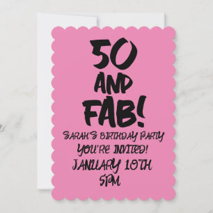 50e ANNIVERSAIRE 50 ET FAB PINK PARTY INVITATIONS