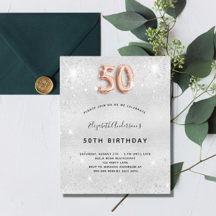 50e anniversaire argent rose or invitation