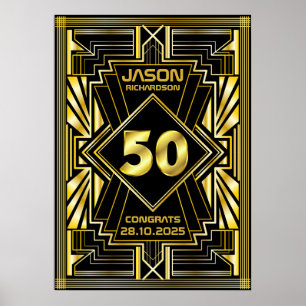50e anniversaire Art Déco Gold Black Great Gatsby