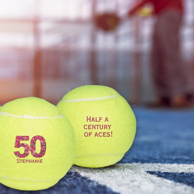 50e anniversaire balle de tennis rose numéro 50 an (Créateur téléchargé)