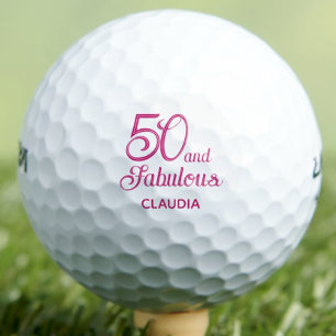 50e anniversaire balles de golf 50 et cadeau rose